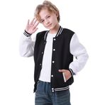 babyhealthy Çocuk Erkek Çocuk Varsity Ceket Beyzbol Ceketi Günlük Spor Hırka Sweatshirt Gençlik 2-13 Yaş, Siyah, 24 Ay