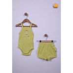 Babyhola %100 Pamuk Ip Askılı Badi Şort Takım 3661 - Sarı - 3 Ay