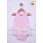 Babyhola %100 Pamuk Kız Bebek Çift Kat Elbise Atlet Badi 3527 - 12 - Pembe
