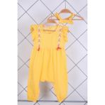 Babyhola %100 Pamuk Nakışlı Kız Bebek Yazlık Müslin Tulum Saç Bandı 2'li Bayramlık Set Sarı 5102 - Renkli - 1,5 - 2 Yaş