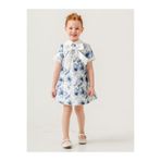 Babyhola 3-7 Yaş Japon Stil Bebe Yaka Çiçek Desenli Saten Kız Çocuk Özel Gün Elbise 7092