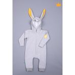 Babyhola Fermuarlı Tavşan Kulaklı Tulum 5014 - Kar - Melanj - 9 - 12 Ay