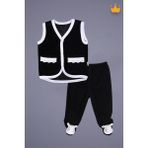 Babyhola Kadife Yelek Patikli Pantolon Unisex Bebek 2'li Set Siyah - 6 - 9 Ay - Krem