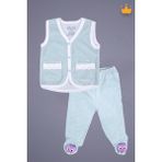 Babyhola Kadife Yelek Patikli Pantolon Unisex Bebek 2'li Set Yeşil - 3 - 6 Ay - Kahve