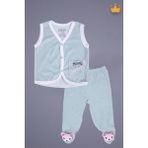 Babyhola Kadife Yelek Patikli Pantolon Unisex Bebek 2'li Set Yeşil - 6 - 9 Ay - Fuşya