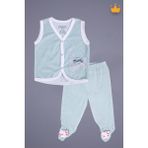 Babyhola Kadife Yelek Patikli Pantolon Unisex Bebek 2'li Set Yeşil - 6 - 9 Ay - Pembe