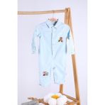 Babyhola Kot Kumaş Kız Erkek Bebek Tulum 12304 - Mavi - 9 Ay
