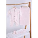 Babyhola Organik 100 Triko Kiz Erkek Bebek Yenidogan Tulum Takim 5Li Kutulu Set 0-3 Ay Hediyelik Hastane Cikisi 5906