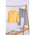 Babyhola Pamuk Bluz Ekose Pantolon Kız Çocuk Salaş Takım 1153 - 4 Yaş - Sarı
