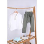 Babyhola Pamuk Bluz Keten Pantolon Kız Çocuk Salaş Takım 1112 - 2 Yaş - Haki