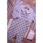 Babyhola Salopet Görünümlü Erkek Bebek Tulum 12615 - Gri - 6 Ay
