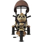 Babyhope 127 Little Panda Ebeveyn Kontrollü Tenteli Müzikli Tricycle Üç Teker Bisiklet-Kahve - Renkli