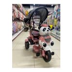 BabyHope Panda Üç Tekerlekli Tenteli Ebeveyn Kontrollü Bisiklet Çocuk Bisikleti Pembe 127