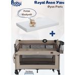 Babyhope Royal Anne Yanı Oyun Parkı Beşik 70X110 Cm Yatak Hediyeli Bej