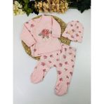 Babyim Gül Kanaviçe Nakışlı Kız Bebek 3lü Zıbın Seti Hastane Çıkışı
