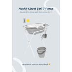 Babyjem Ayaklı Bebek Banyo Küvet Seti Soft Gri 7 Parça Kaymaz ve Ergonomik Tasarım