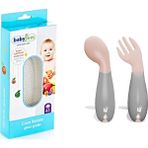 Babyjem Cam Rende + Gül Kurusu Açılı Mama Kaşık Çatal Takımı