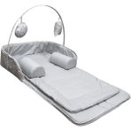 BabyJem Gri Kare Oyuncaklı Taşınabilir Portatif Yatak