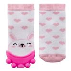 BabyJem Silikon Diş Kaşıyıcılı Havlu Bebek Çorap Pembe(1 Adet)