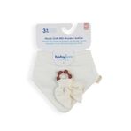 Babyjem Silikon Diş Kaşıyıcılı Müslin Mama Önlüğü, Ahşap Halka, Ekru, Tek Ebat