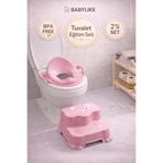 Babylike Tuvalete İlk Adım Seti-Bebek&Çocuk için Tuvalet Eğitimi-Kaydırmaz Basamak ve Kulplu Klozet Adaptörü