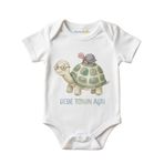 BabyLimon Bebek Zıbını, Beyaz, Kaplumbağa Baskılı, Dede Torun Aşkı Temalı (9-12 AY)