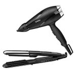 Babyliss Shine Pro 2200 W Siyah Saç Kurutma Makinesi ve Steam Mist Buharlı Saç Düzleştirici Seti