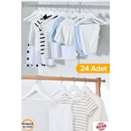 Babylondy 24'Lü Ahşap Görünümlü Çocuk Elbise Askı Bebek Askısı Kıyafet Ve Elbise Askısı 24 Adet