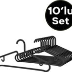 Babylondy Elbise Askısı Fular Askısı Gömlek Tişört Askısı Kırılmaz 10 Adetli Set Siyah