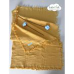 Babymet %100 Pamuk 4 Katlı Müslin Bebek Battaniyesi 90x130 cm – Yumuşak&Doğal, Saçaklı Örtü - Sarı