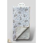 Babymet %100 Pamuk Bebek Battaniyesi 100X100 cm – Çift Taraflı Müslin Pike Tavşan Desen, Doğal - Beyaz - Kahverengi