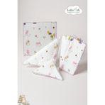 Babymet %100 Pamuk Müslin Bebek Ağız Mendili 6’lı 25x25 cm Ceylan Desenli – Yumuşak&Nefes Alabilir - Beyaz - Pembe - 25 x 25 cm