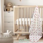 Babymet %100 Pamuk Müslin Pike Bebek Battaniyesi 100x100 cm – Çift Taraflı Kalp Desenli, Doğal&Yumuşak