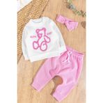 Babymod Ayıcık Figürlü Bandanalı 3'lü Kız Bebek Takım - Pembe - 1,5 - 2 Yaş