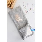 Babymod Ayıcık Figürlü Triko Bebek Battaniyesi Kış Mevsimi İçin 85x90 cm Gri Renk