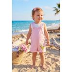 Babymod Çiçek Nakışlı 100% Pamuk Kız Bebek 2'li Salopet Tulum - Pembe - 1 Yaş