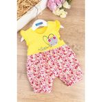 Babymod Çiçekli Kedi Figürlü Kız Bebek Tulum - 9 - 12 Ay - Sarı