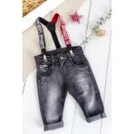 Babymod Denim Kumaş Askılı Erkek Bebek Kot Pantolon - Siyah - 12 - 18 Ay