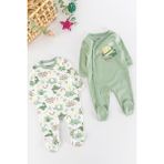 Babymod Dino Figürlü Uzun Kollu 2'li Erkek Bebek Tulum Takım - 0 - 3 Ay - Yeşil