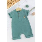 Babymod Erkek Bebek Müslin Pamuk Şortlu Yazlık Tulum - Yeşil - 9 Ay