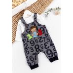 Babymod Figür Işlemeli Erkek Bebek Tulum Salopet Takım - Gri - 3 - 6 Ay