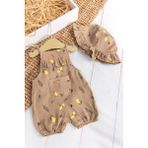 Babymod Fırfırlı Şapkalı Yazlık Müslin Kız Bebek Tulum - Kahve - 3 - 6 Ay