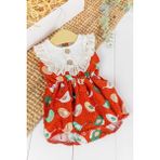 Babymod Fistolu Kuş Desenli Yazlık Kız Bebek Tulum - Kırmızı - 1 - 1,5 Yaş