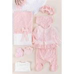 Babymod Güpürlü 8'li Kız Bebek Hastane Çıkışı Bebek Takımı - 0 - 3 Ay - Somon
