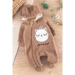 Babymod Kedi Figürlü Welsoft Peluş Kız/erkek Bebek Tulum - 0 - 3 Ay - Kahverengi