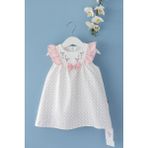 Babymod Kız Bebek Elbise Çiçek Desenli Fiyonklu Bebek Elbise - 3 - 6 Ay - Krem