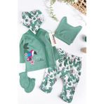 Babymod Kuş Figürlü 5 Parça Kız Bebek Hastane Çıkışı Bebek Takımı - 0 - 3 Ay - Yeşil