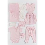 Babymod Natural Fiyonklu 10 Parça Kız Bebek Hastane Çıkışı Bebek Takımı - Yenidoğan - Pembe