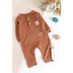 Babymod Natural Kaplan Figürlü Erkek Bebek Tulum - 9 - 12 Ay - Kahverengi