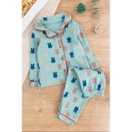 Babymod Önden Çıt Çıtlı Tavşan Desenli Yeşil Pamuklu Erkek Bebek/çocuk Pijama Takımı 001 su-yesili